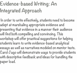 Evidence-based Writing: An Integrated Approach   In order to wr